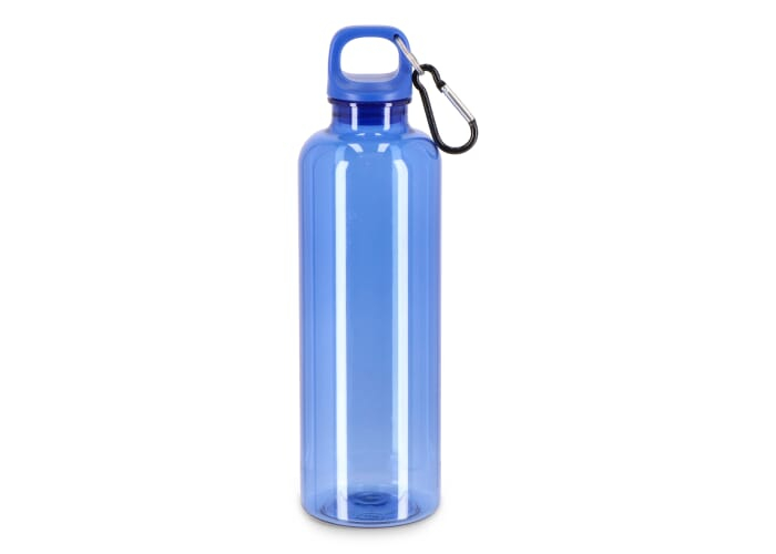 Bouteille promotionnelle 750ml avec mousqueton Noa R-PET Transparent / Bleu